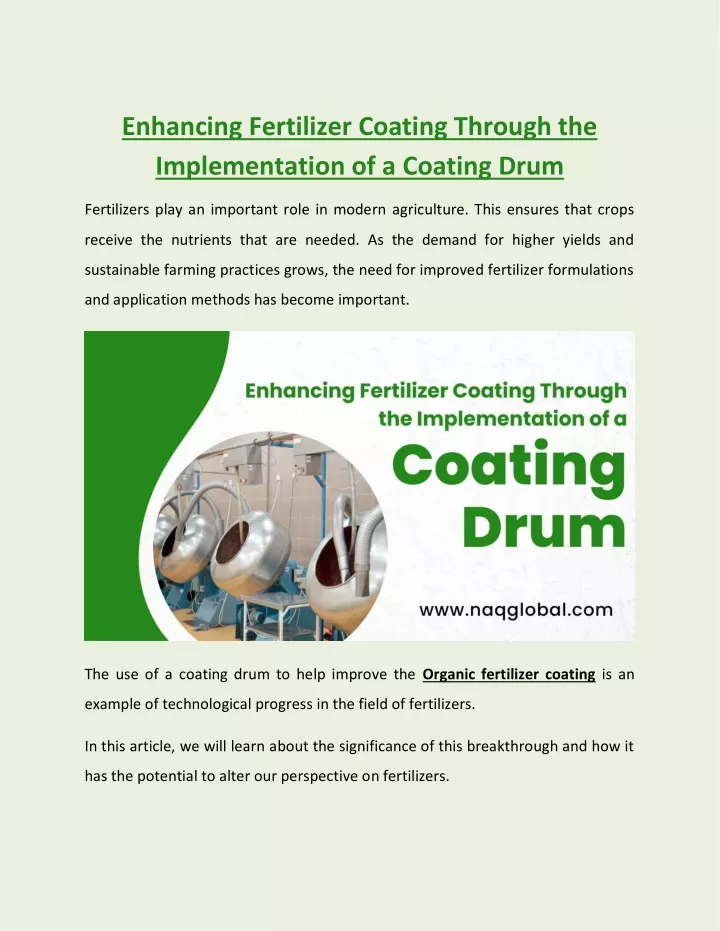 enhancing fertilizer coating through