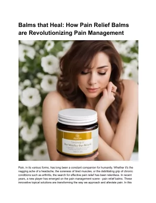 Balms that Heal How Pain Relief Balms are Revolutionizing Pain Management