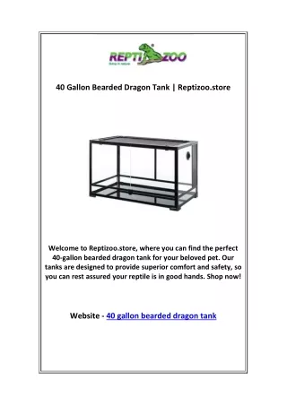 40 Gallon Bearded Dragon Tank | Reptizoo.store