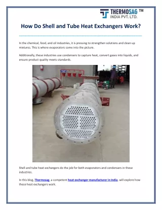 How Do Shell and Tube Heat Exchangers Work?