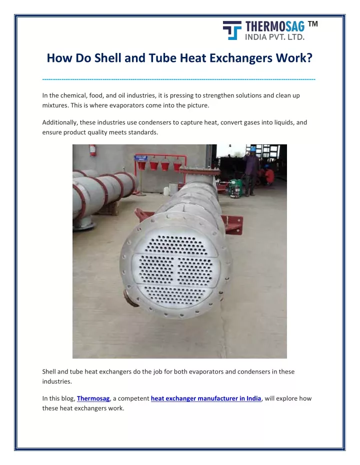 how do shell and tube heat exchangers work