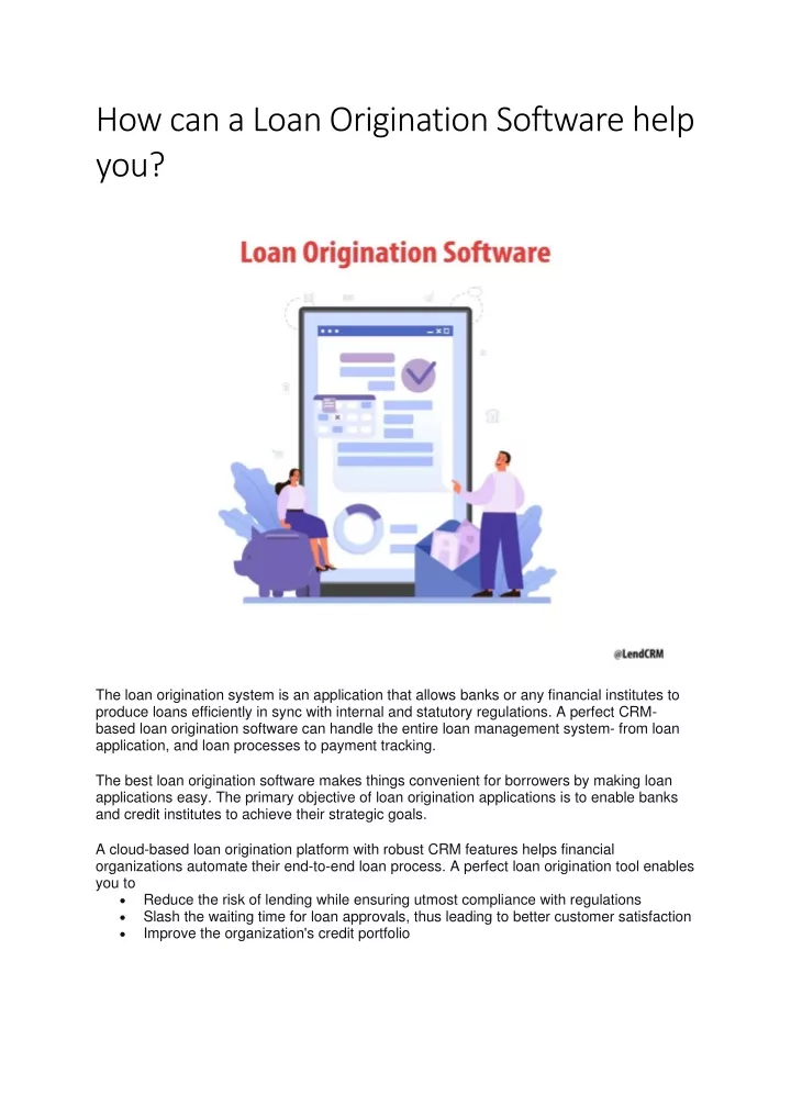 how can a loan origination software help you