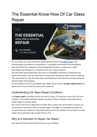 The Essential Know-How Of Car Glass Repair