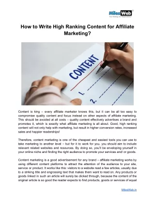How to Write High Ranking Content for Affiliate Marketing