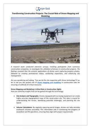 Transforming Construction Projects: The Crucial Role of Drone Mapping and Modeli