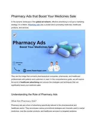 Pharmacy Ads that Boost Your Medicines Sale
