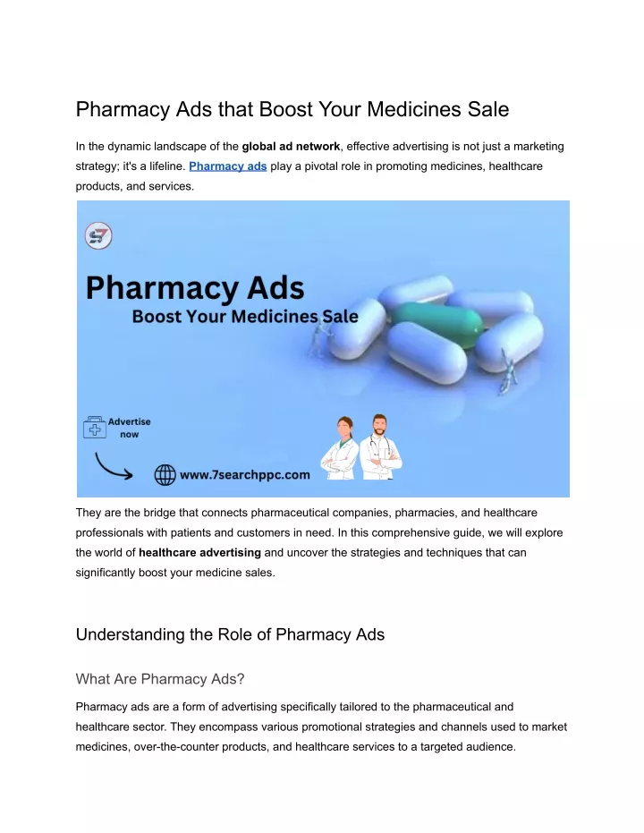 pharmacy ads that boost your medicines sale