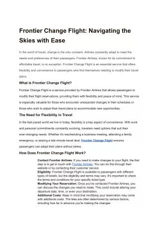 frontier flight change policy