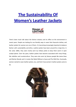 The Sustainability Of Womens Leather Jackets