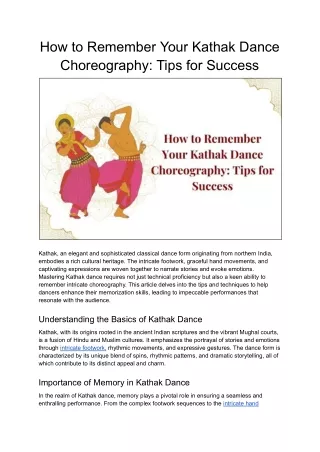 How to Remember Your Kathak Dance Choreography_ Tips for Success
