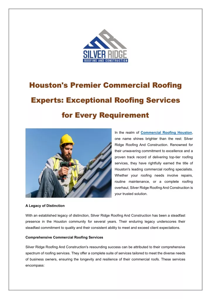 in the realm of commercial roofing houston