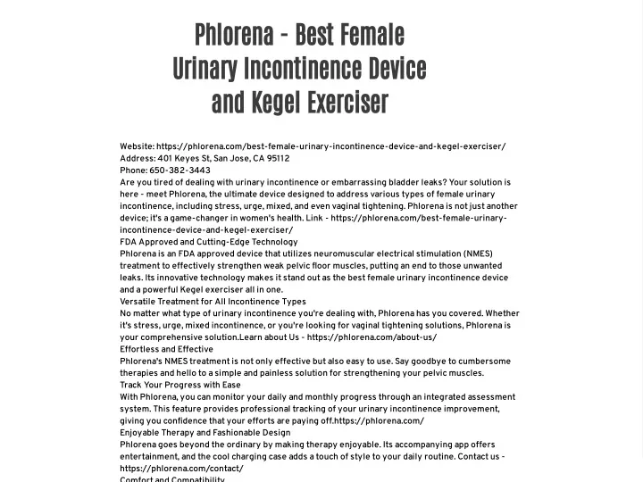 phlorena best female urinary incontinence device