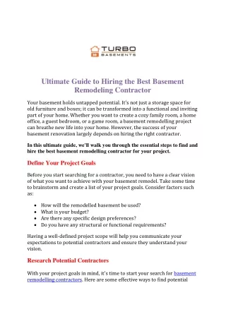 Ultimate Guide to Hiring the Best Basement Remodeling Contractor