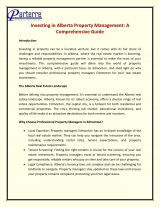 Investing in Alberta Property Management A Comprehensive Guide