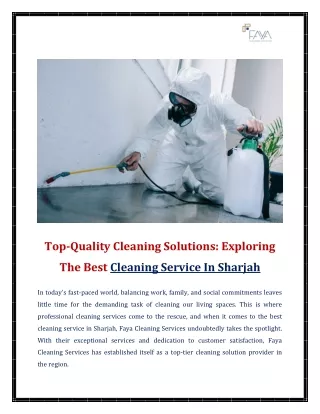 Top-Quality Cleaning Solutions Exploring The Best Cleaning Service In Sharjah