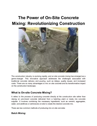 the power of on site concrete mixing