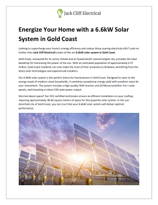 Energize Your Home with a 6.6kW Solar System in Gold Coast