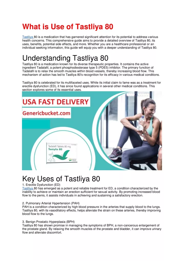 what is use of tastliya 80 tastliya