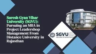 MBA Project Management Distance University in Rajasthan | SGVU