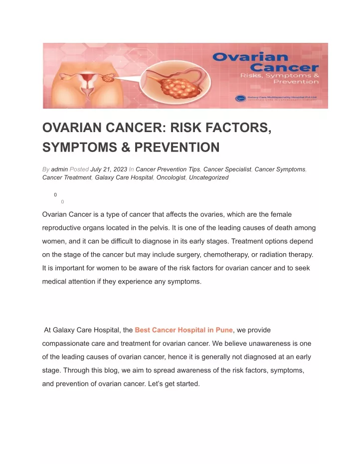 ovarian cancer risk factors symptoms prevention