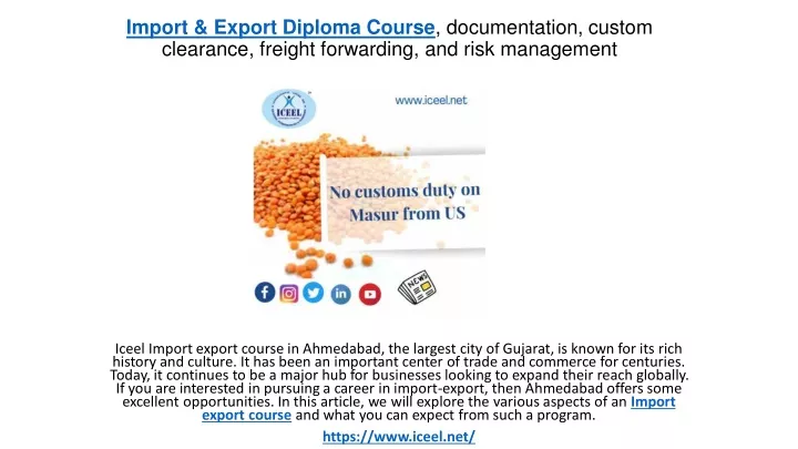 import export diploma course documentation custom