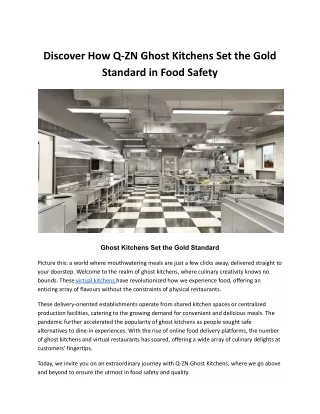 Discover How Q-ZN Ghost Kitchens Set the Gold Standard in Food Safety