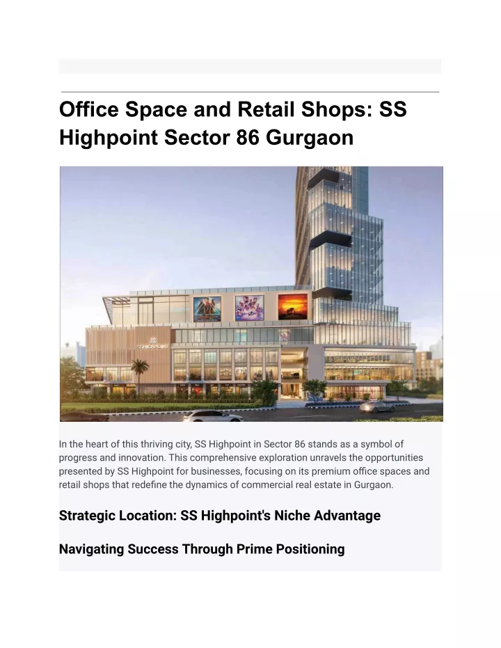 office space and retail shops ss highpoint sector