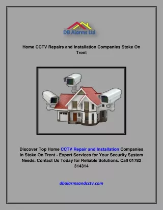 Home CCTV Repairs and Installation Companies Stoke On Trent