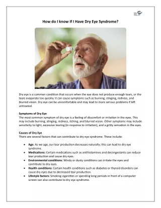 how do i know if i have dry eye syndrome