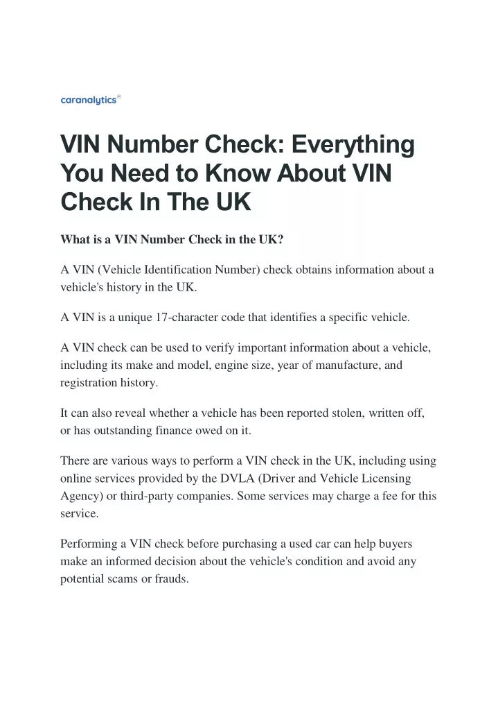 vin number check everything you need to know