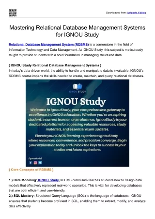 Mastering Relational Database Management Systems for IGNOU Study