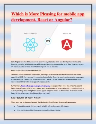 Which is More Pleasing for mobile app development Angular or React Native