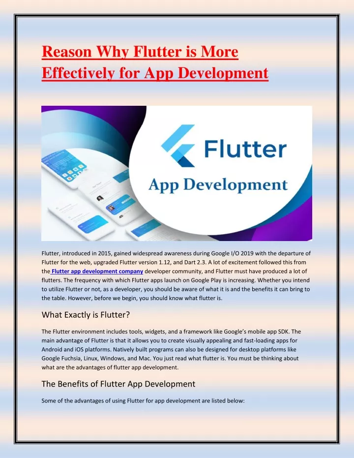 reason why flutter is more effectively