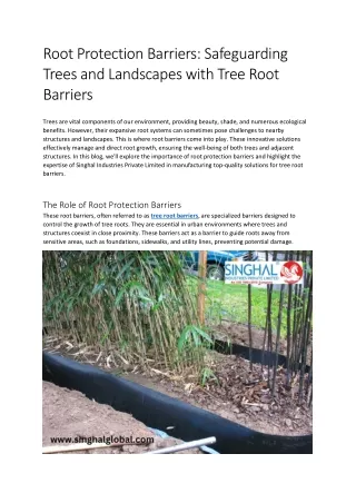 Root Protection Barriers Safeguarding Trees and Landscapes with Tree Root Barriers