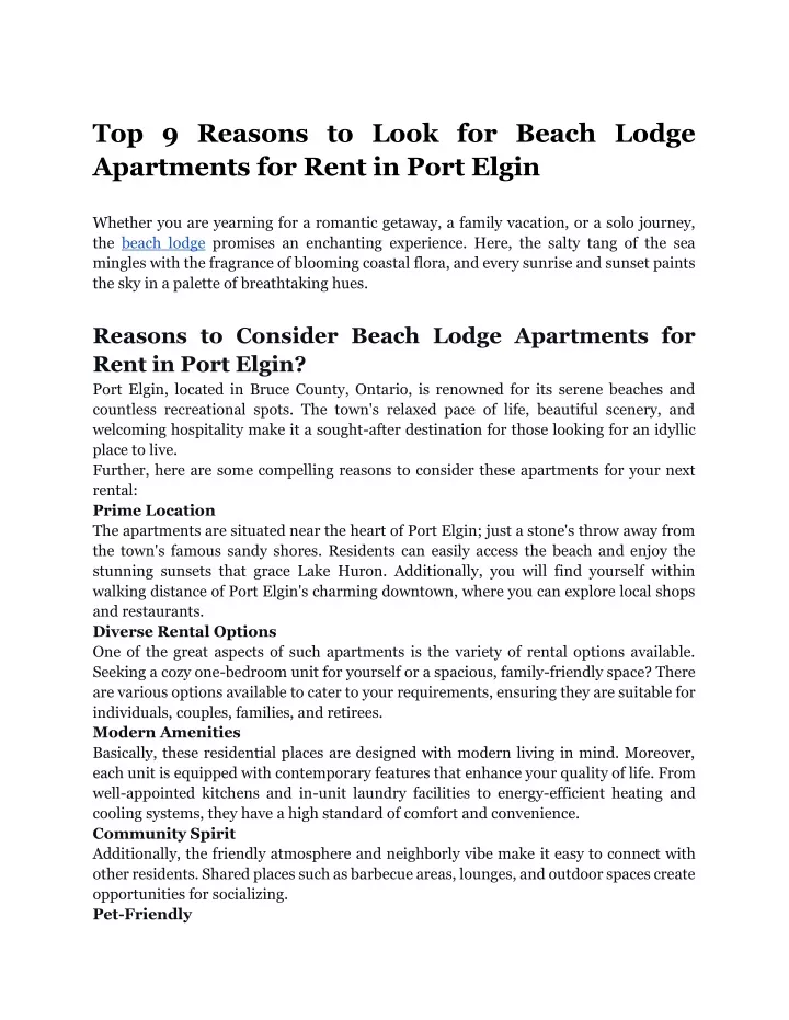 top 9 reasons to look for beach lodge apartments
