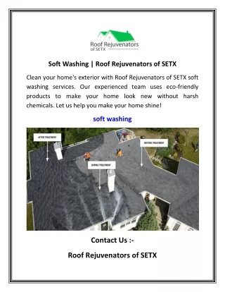 Soft Washing   Roof Rejuvenators of SETX