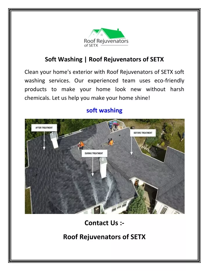 soft washing roof rejuvenators of setx