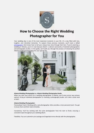 How to Choose the Right Wedding Photographer for You