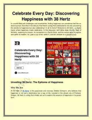 Celebrate Every Day_ Discovering Happiness with 38 Hertz