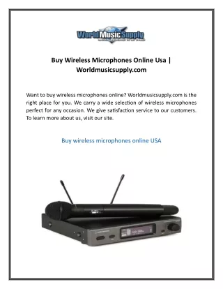 Buy Wireless Microphones Online Usa  Worldmusicsupply com