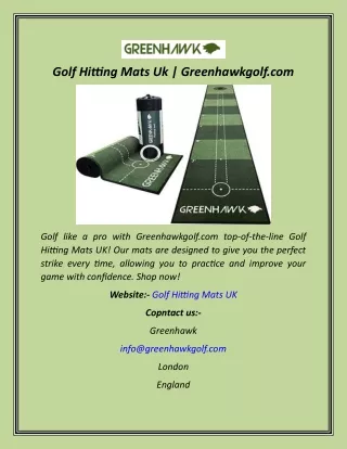 Golf Hitting Mats Uk  Greenhawkgolf