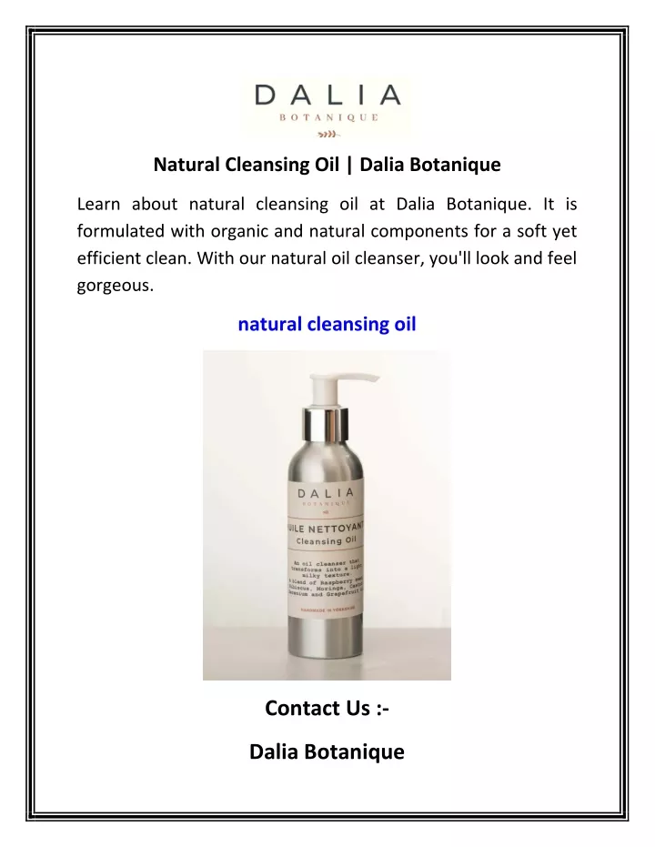 natural cleansing oil dalia botanique