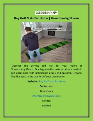 Buy Golf Mats For Home  Greenhawkgolf