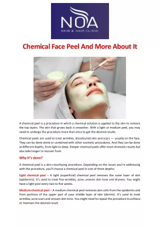 Chemical face peel and more about it