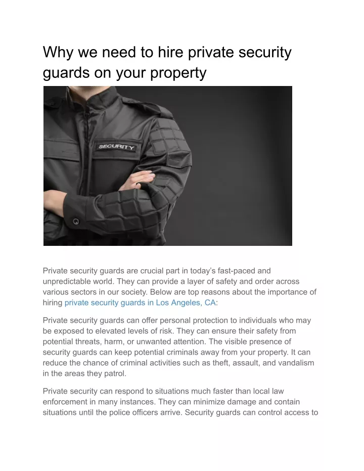 why we need to hire private security guards