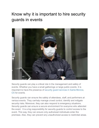 know why it is important to hire security guards