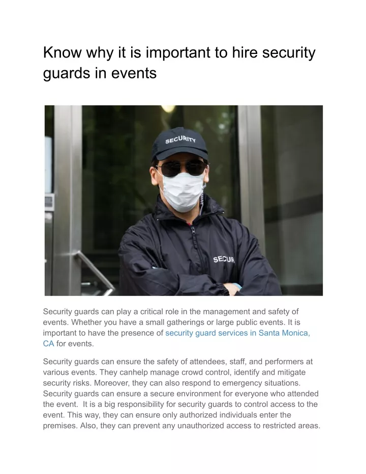 know why it is important to hire security guards