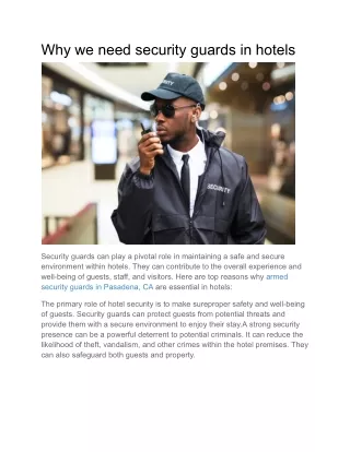 why we need security guards in hotels