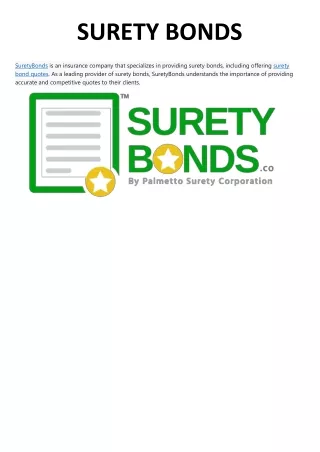 SURETY BONDS (1)