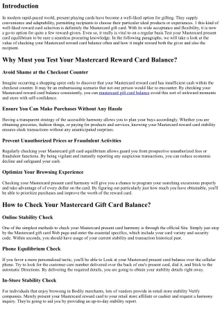 The necessity of Checking Your Mastercard Gift Card Balance Stability Consistent